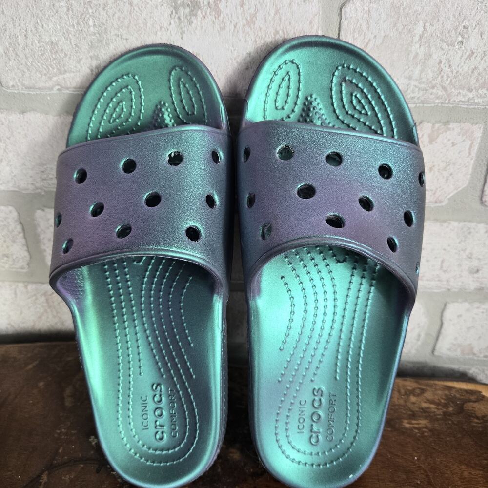 Crocs Iridescent Womens Sz 7 Slides
